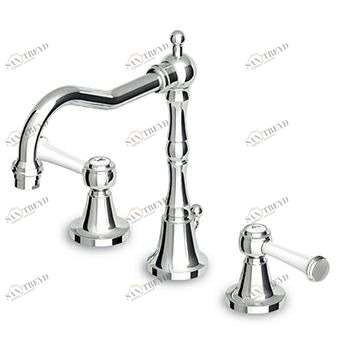 ZAM405 Смеситель для раковины на 3 отверстия с фиксированным изливом, аэратором, сливом 1 1/4 ", гибкими соединениями. Zucchetti Agorà 