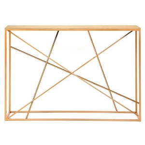 Консоль металлическая золотая с деревянной столешницей, светлый дуб Wilson INTELLIGENT DESIGN  260993 Бежевый;золото