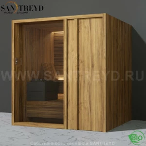 Effegibi YOKU.D80 BI.70200011 Био-сауна с правой дверью. Мощность: 9 кВт макс. Размеры: длина 202 см, ширина 180 см. Отделка: термообработанное дерево