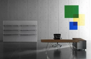 MASCAGNI Рабочий стол из нержавеющей стали и дерева Meeting