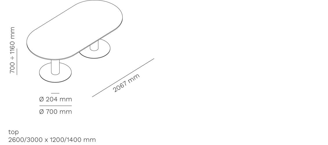 Окрашенный металлический регулируемый по высоте овальный стол для совещаний Mara Follow ARCH-00096195 - Вид №5