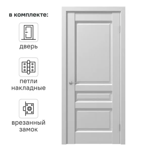 Дверь межкомнатная глухая Artens Магнолия 80x200 см ПВХ цвет белое дерево с замком и петлями