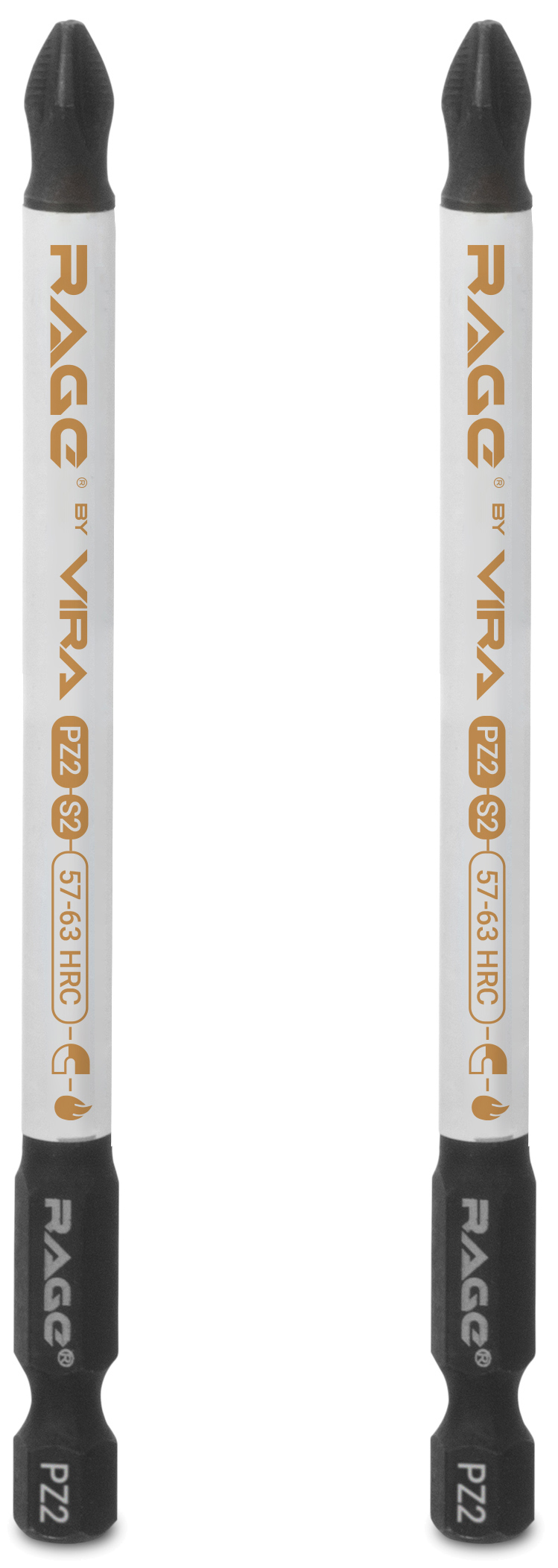 Магнитная бита Vira Rage PZ2 для быстрого монтажа, 100 мм (2 шт) 86390071 STLM-0068437