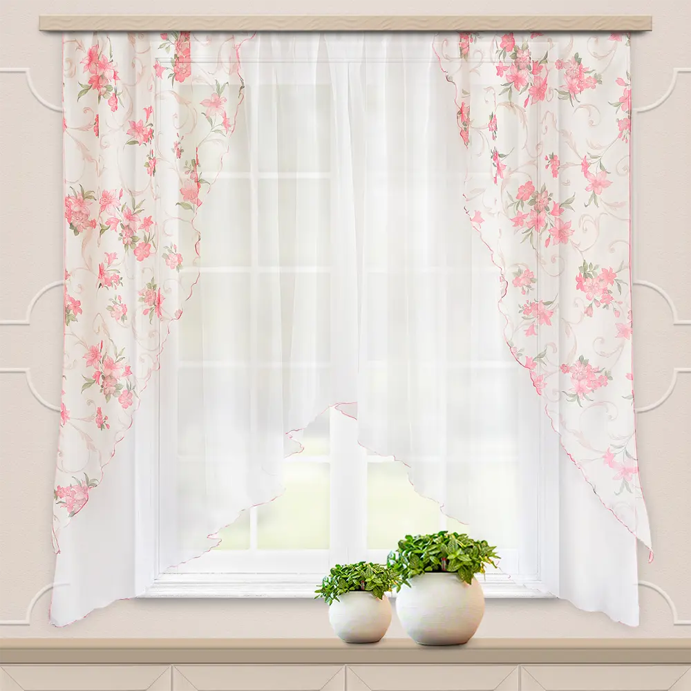 Комплект штор на ленте для кухни Офелия 300x160 см цвет красный WITERRA STLM-2081059