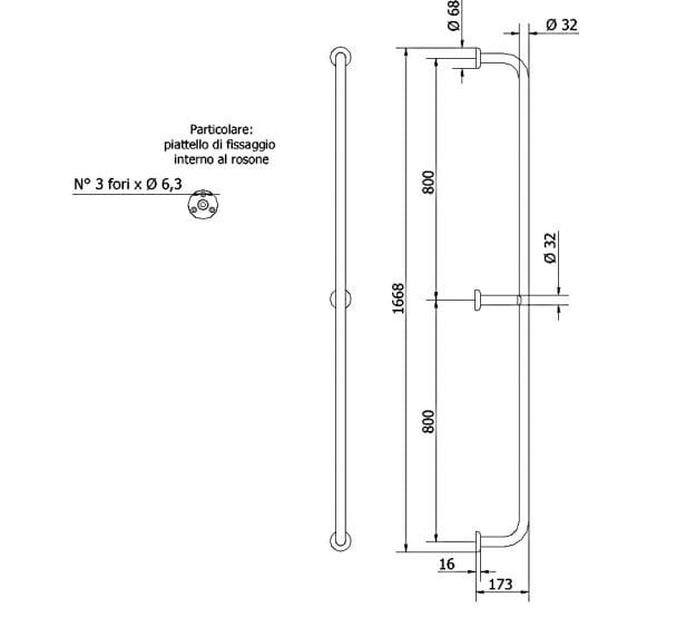 Стальная фиксированная вертикальная ручка для ванной комнаты Thermomat Soft ARCH-00087348 - Вид №2