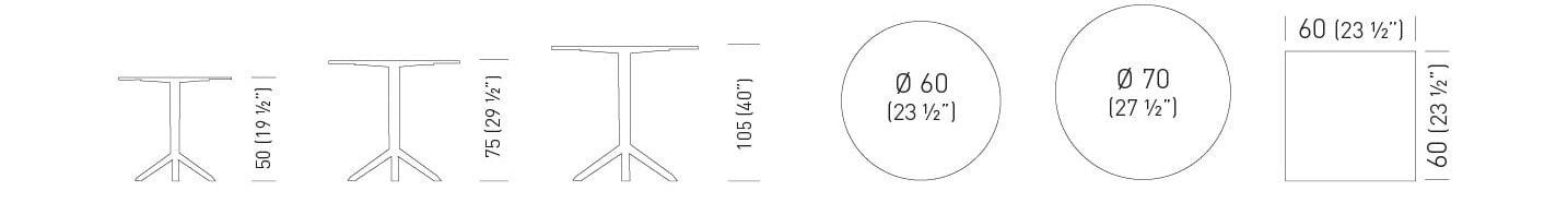 Квадратный или круглый стол с фиксированным или откидным верхом из металла с 3 спицами GABER ARKET 3 PLUS-FIX ARCH-00032270 - Вид №4