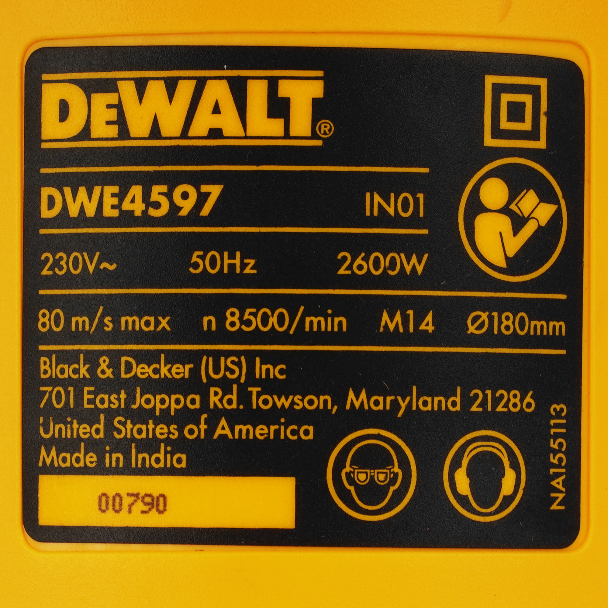Углошлифовальная машина (УШМ) DeWalt DWE4597-IN 5496695 STDN-0110894 - Вид №4