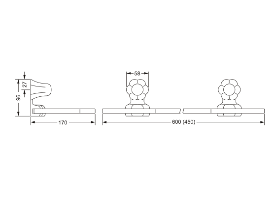 Полка 600 мм с настенными держателями JOERGER Ramses 611.00.009.000 - Вид №1