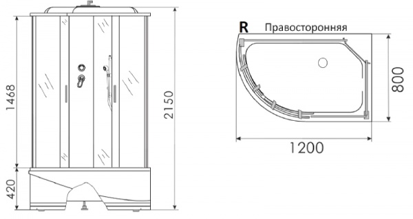 Душевая кабина Erlit Comfort ER4512TPR-C3-RUS (1200x800x2150) ER4512TPR-C3-RUS 131542 - Вид №1