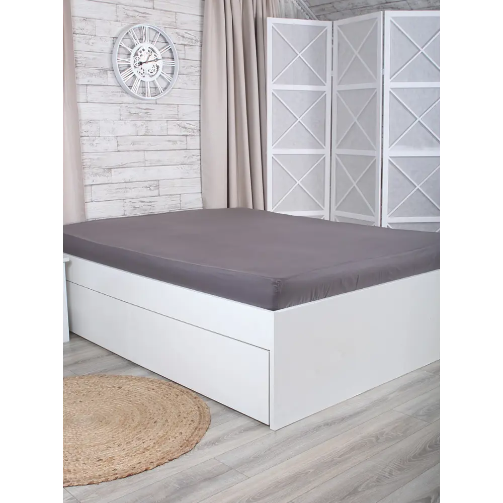 Простыня евро Mona Liza Premium 200x220 см сатин на резинке графитный 82493883 STLM-2115622 Santreyd  - Вид №4