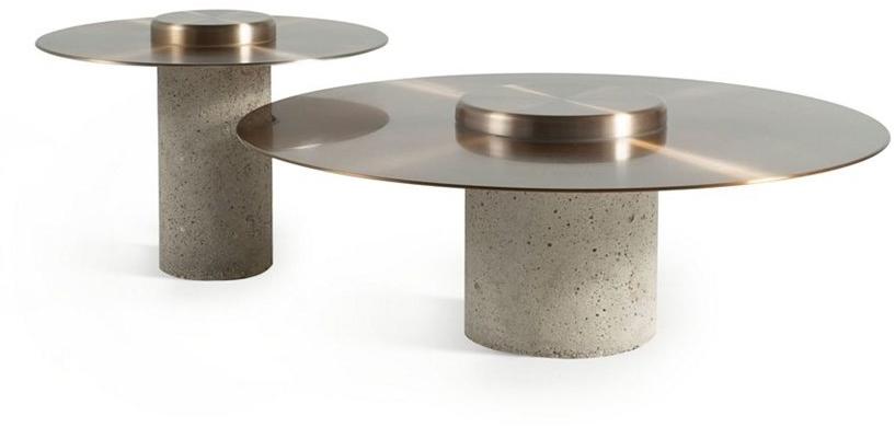 Roche Bobois Низкий круглый журнальный столик из алюминия и бетона sun-id-1360678 - Вид №1