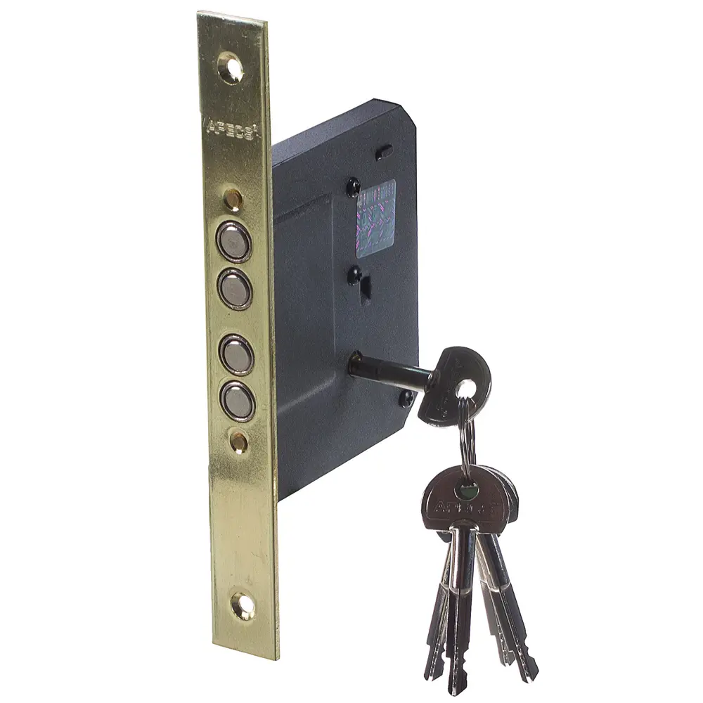 Врезной замок APECS с крестообразным ключом и золотистым покрытием 11880859 STLM-0001582