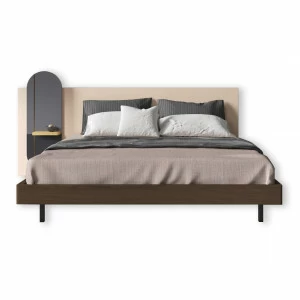 Кровать двуспальная 180х200 с навесной полкой и подсветкой дуб с желтым Mark BRAGIN DESIGN ДИЗАЙНЕРСКИЕ 00-3879395 Бежевый;коричневый