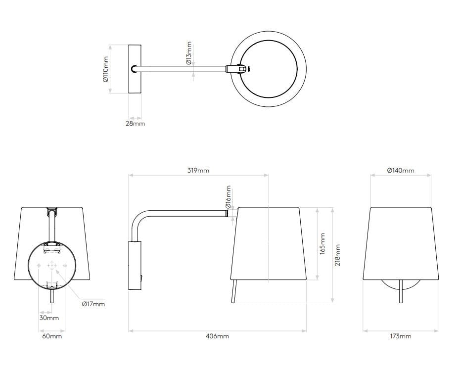 Регулируемый светодиодный настенный светильник из ткани Astro Lighting Mitsu ARCH-00063861 - Вид №25