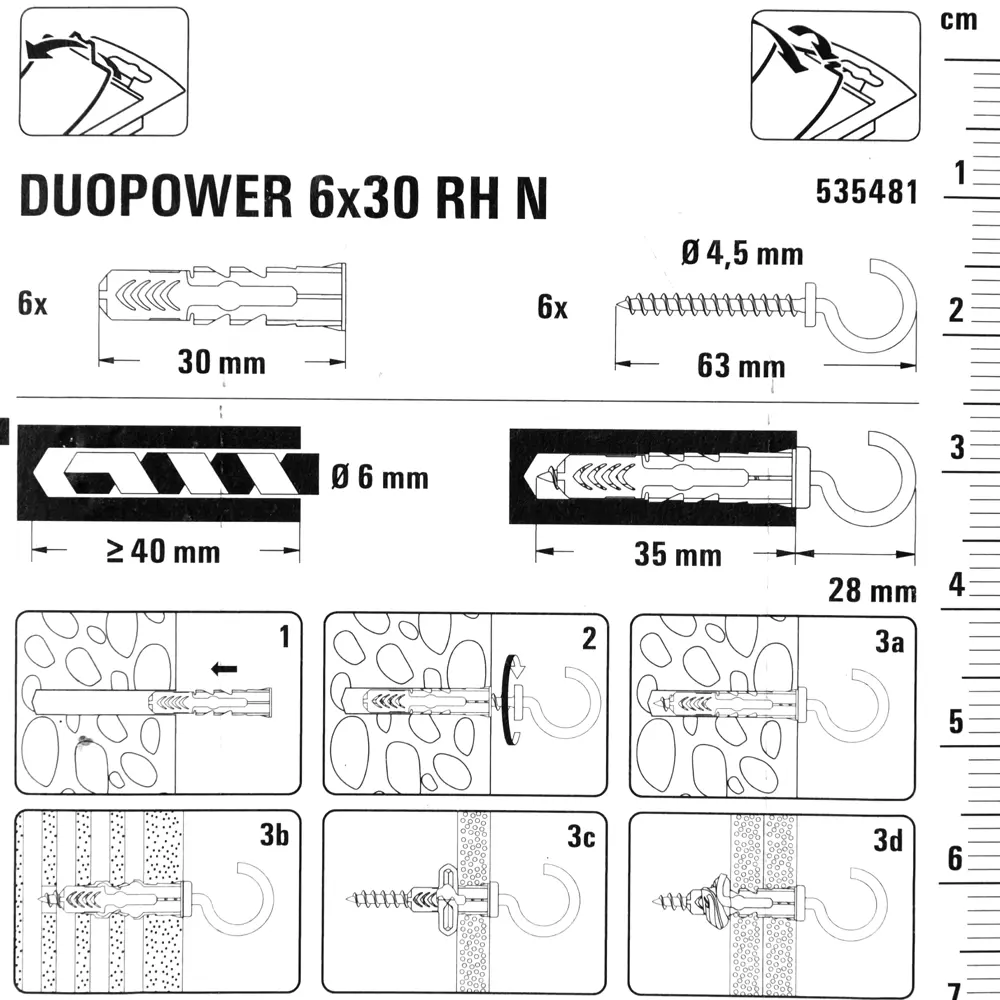 Дюбель универсальный DuoPower 6x30 мм, крюк-полукольцо, цвет белый, 6 шт. 81933201 STLM-2105658 FISCHER  - Вид №3