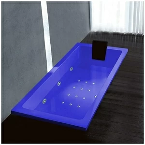 Ванна Gruppo treesse Quadra 170 ATC-V072Q-DX-SI синяя с гидромассажем аэромассажем и дезинфекцией и дистанционным управлением прямоугольная встроенная правая