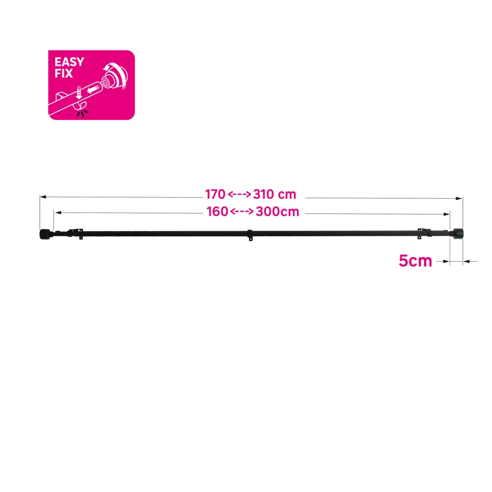 INSPIRE Duplo - двухрядный металлический карниз для штор 160-300 см черный 84407318 STLM-0049486 - Вид №3