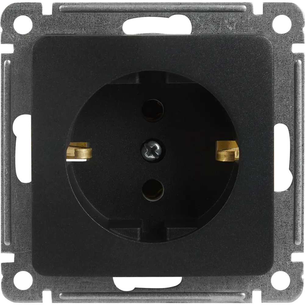 Розетка встраиваемая Hegel Мастер с заземлением цвет черный STLM-2179223