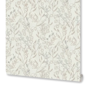 Флизелиновые обои Euro Decor Physalis белые с растительным рисунком 89426587