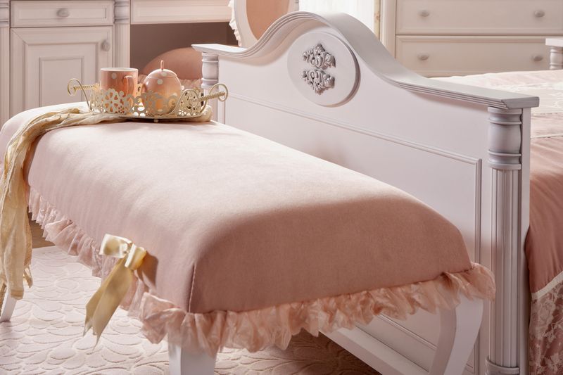 Банкетка мягкая с оборкой лососевая Dream CILEK ROMANTIC 00-3832096 Розовый Santreyd - Вид №1