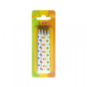 231118 Набор свечей для торта 0.5 см 12 шт. "В горошек" Патибум