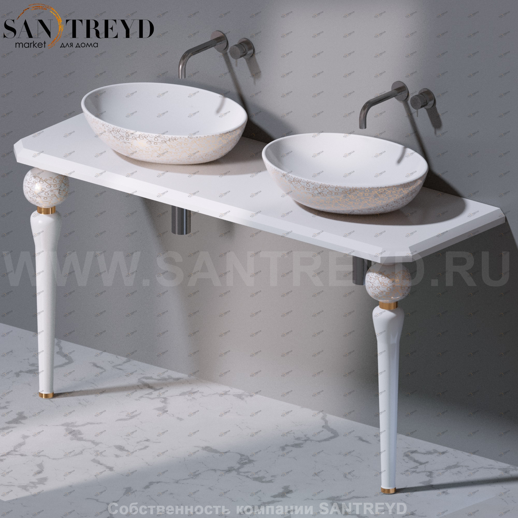 AeT ITALIA Deco Консольный столик с индивидуальными белыми ножками C275.400G C275400G