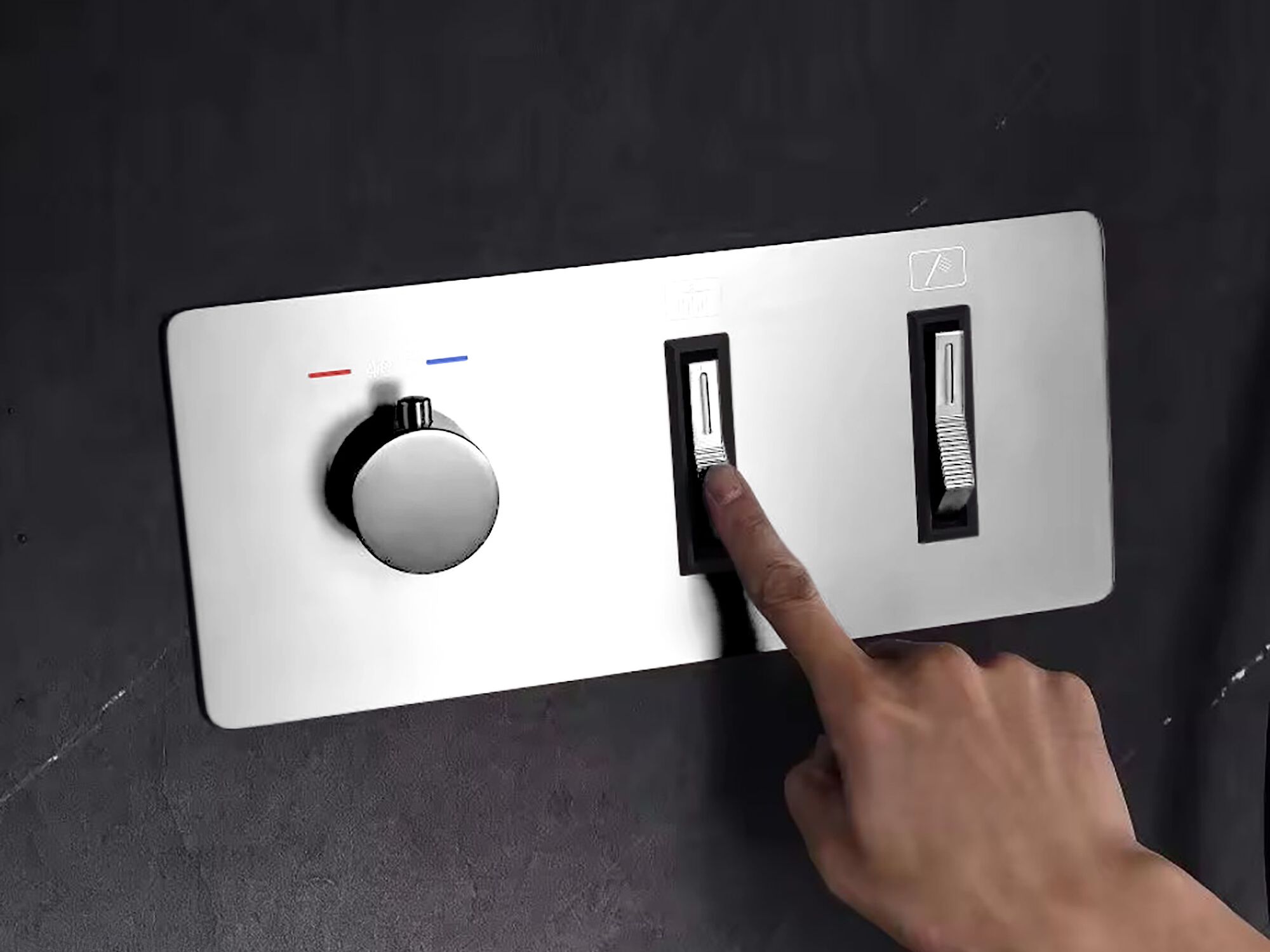 Термостатический смеситель для душа с 3 отверстиями и переключателем Fontana Showers GRUMO ARCH-00150638