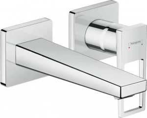 74525000 Metropol Смеситель для раковины, однорычажный, скрытого монтажа, настенный, с петлевой ручкой и изливом 16,5 см Hansgrohe