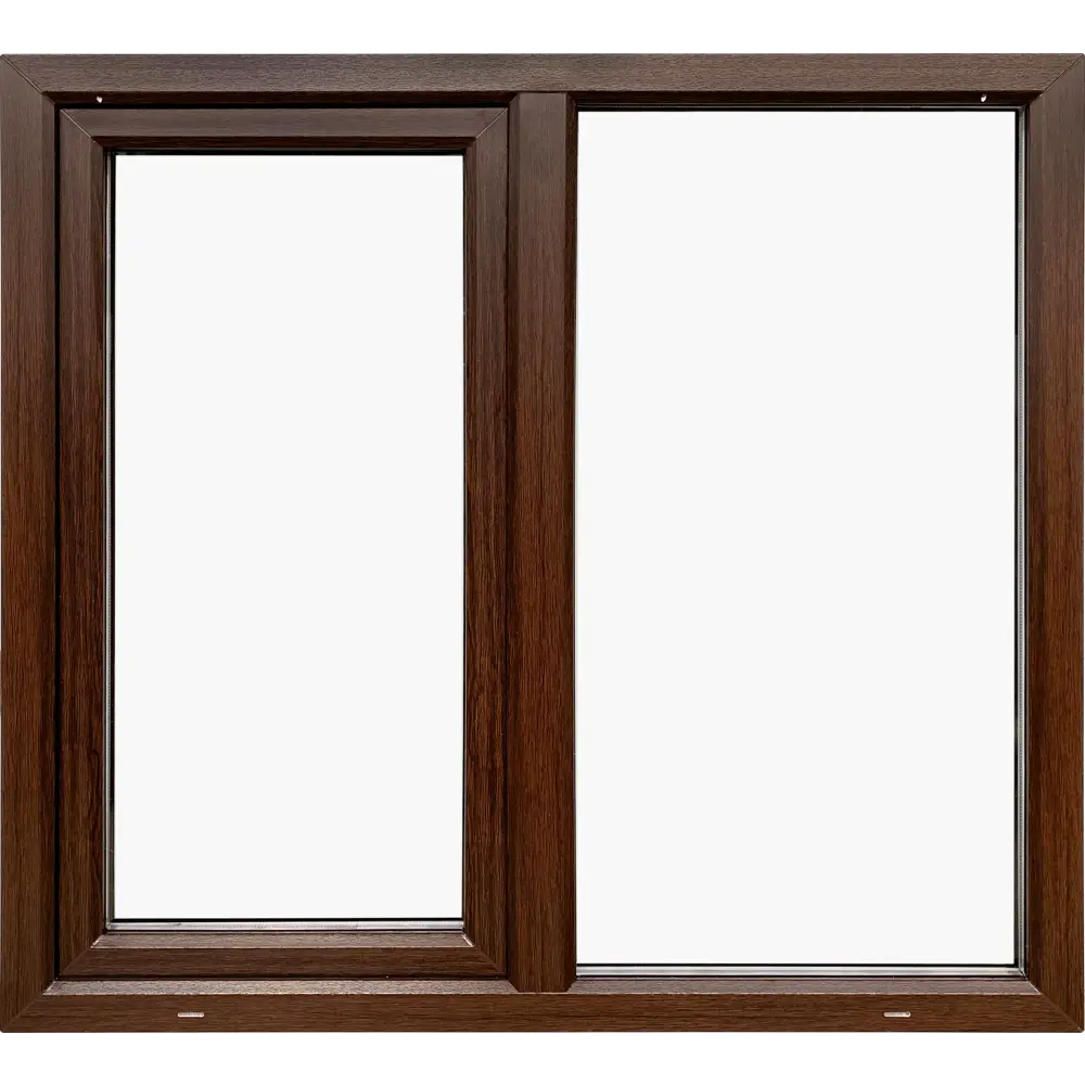 Окно пластиковое ПВХ VEKA двустворчатое 1270x1000 мм (ВxШ) однокамерный стеклопакет белый/темный дуб STLM-2158512