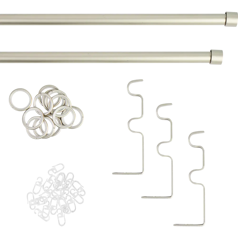 Карниз двухрядный раздвижной с заглушкой d19/16 мм 180-360 см металл цвет матовая сталь ORBIS STLM-2099897 - Вид №1