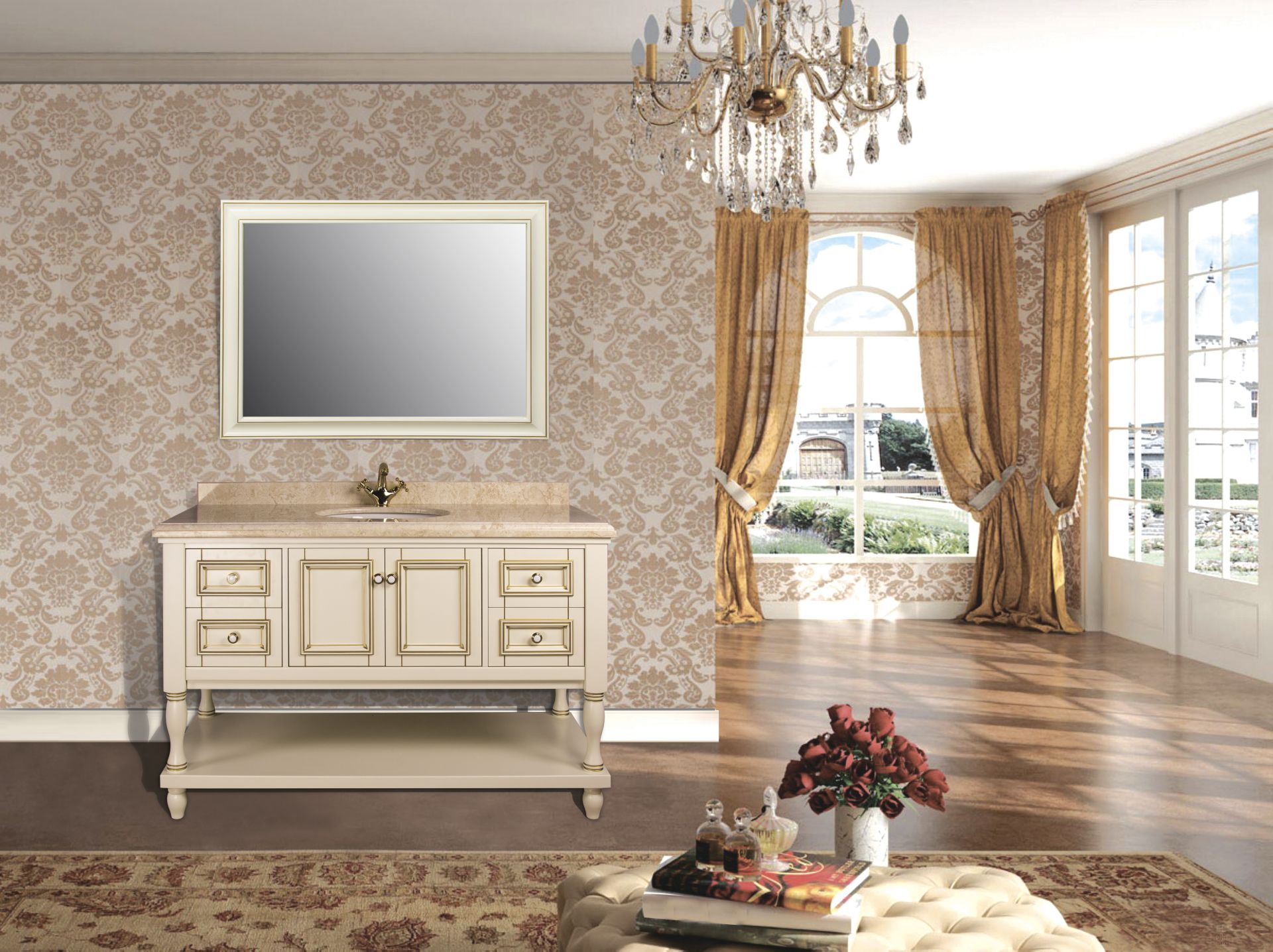 Тумба EDEN 130 арт. TS-8002-C Ивори с золотом Tessoro TS8002CIG - Вид №2