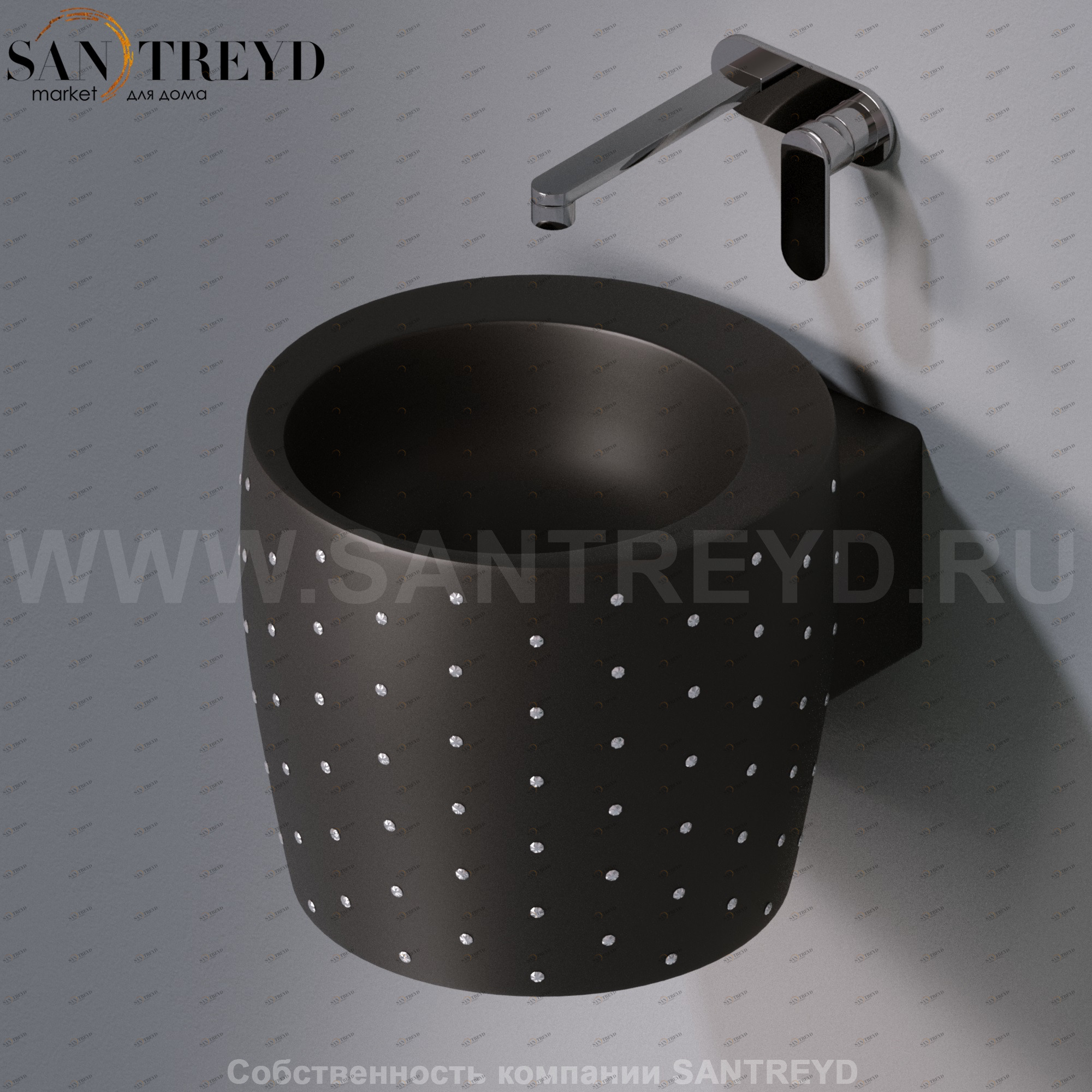 L102T0R0V1.105SW Подвесная раковина настенная круглая A. e T. Italia SPOT черная AeT ITALIA TOTEM