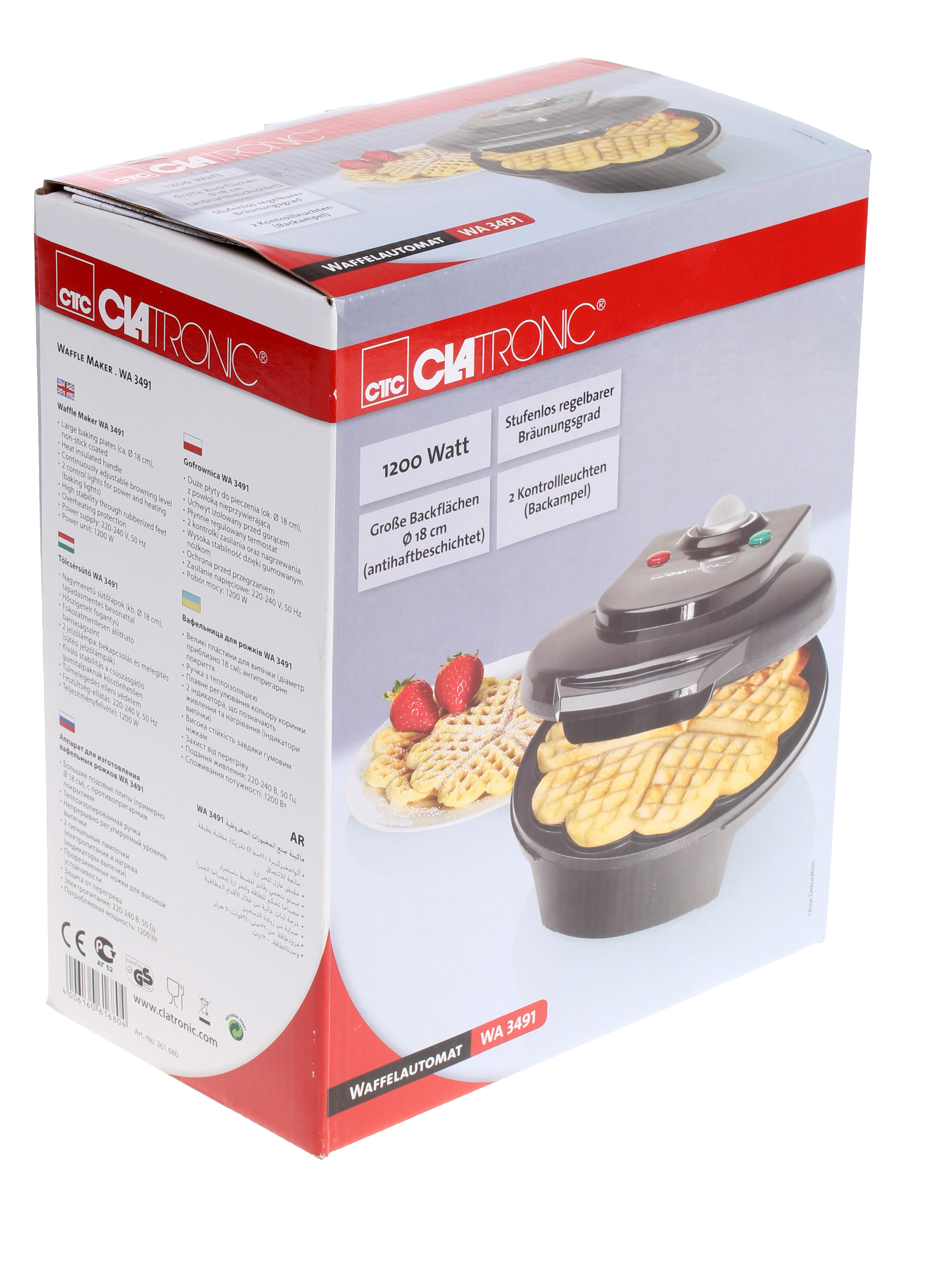 6716745 Вафельница Clatronic WA 3491 черный STDN-0107763 - Вид №9