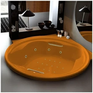 Ванна Gruppo treesse Ninfa V659Q-OZ оранжевая с гидромассажем аэромассажем дезинфекцией и пультом ДУ круглая большая с золотой фурнитурой