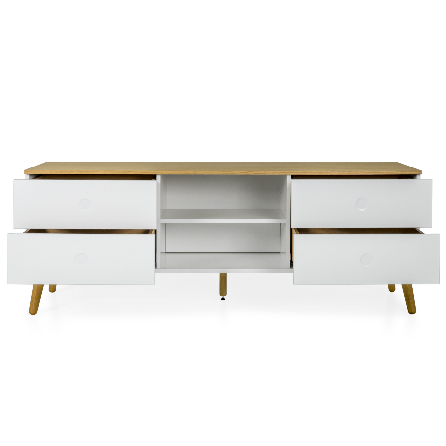 Тумба под ТВ Tenzo Dot, 60х162х43 см, дуб, белая 1664454 - Вид №4