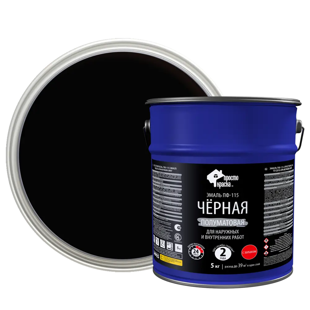 Эмаль ПФ-115 ПростоКраска цвет черный 5 кг STLM-2034935