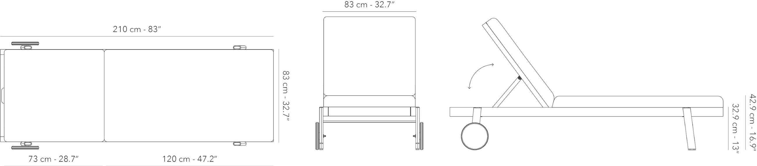 Садовая кровать с откидной спинкой из тикового дерева с колесами Jardinico Noa ARCH-00036509 - Вид №6