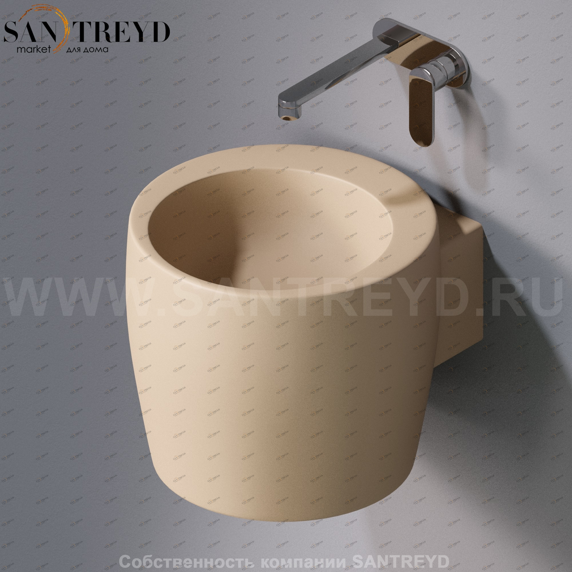 L102T0R0V1.131 Подвесная раковина настенная круглая A. e T. Italia SPOT бежевая AeT ITALIA TOTEM