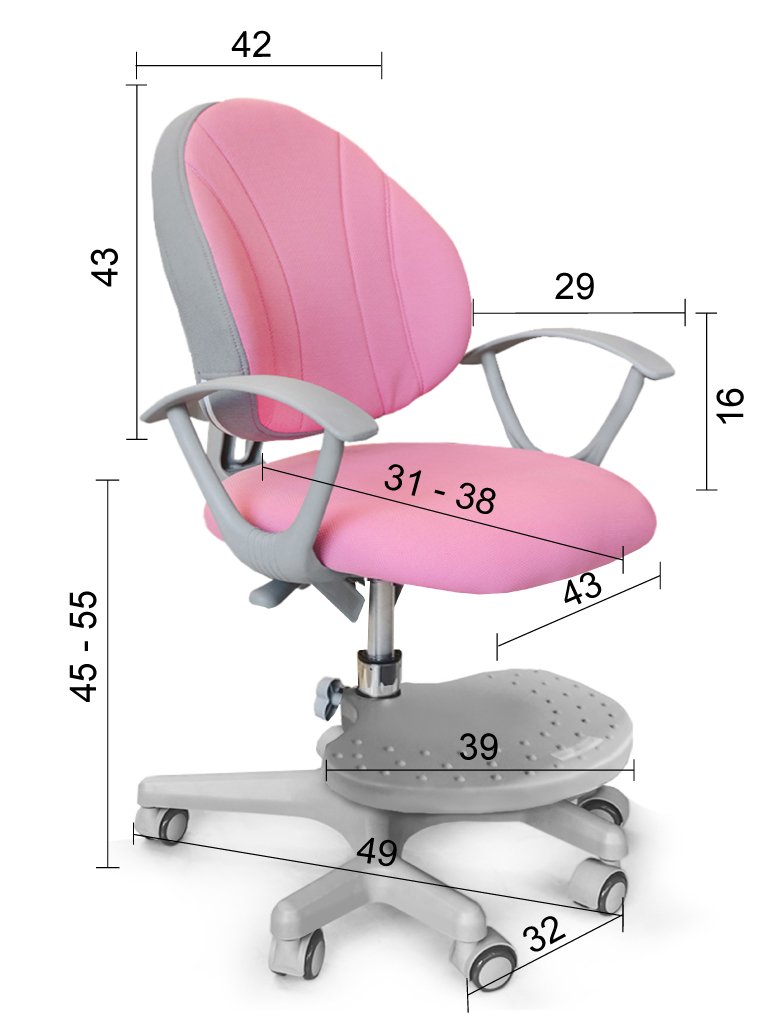 Кресло детское на колесиках розовое Mio MEALUX EVO  00-3947308 Розовый Santreyd  - Вид №2