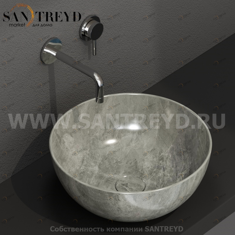B6T37AG Накладная раковина на столешницу  круглая Ceramica Globo T-EDGE