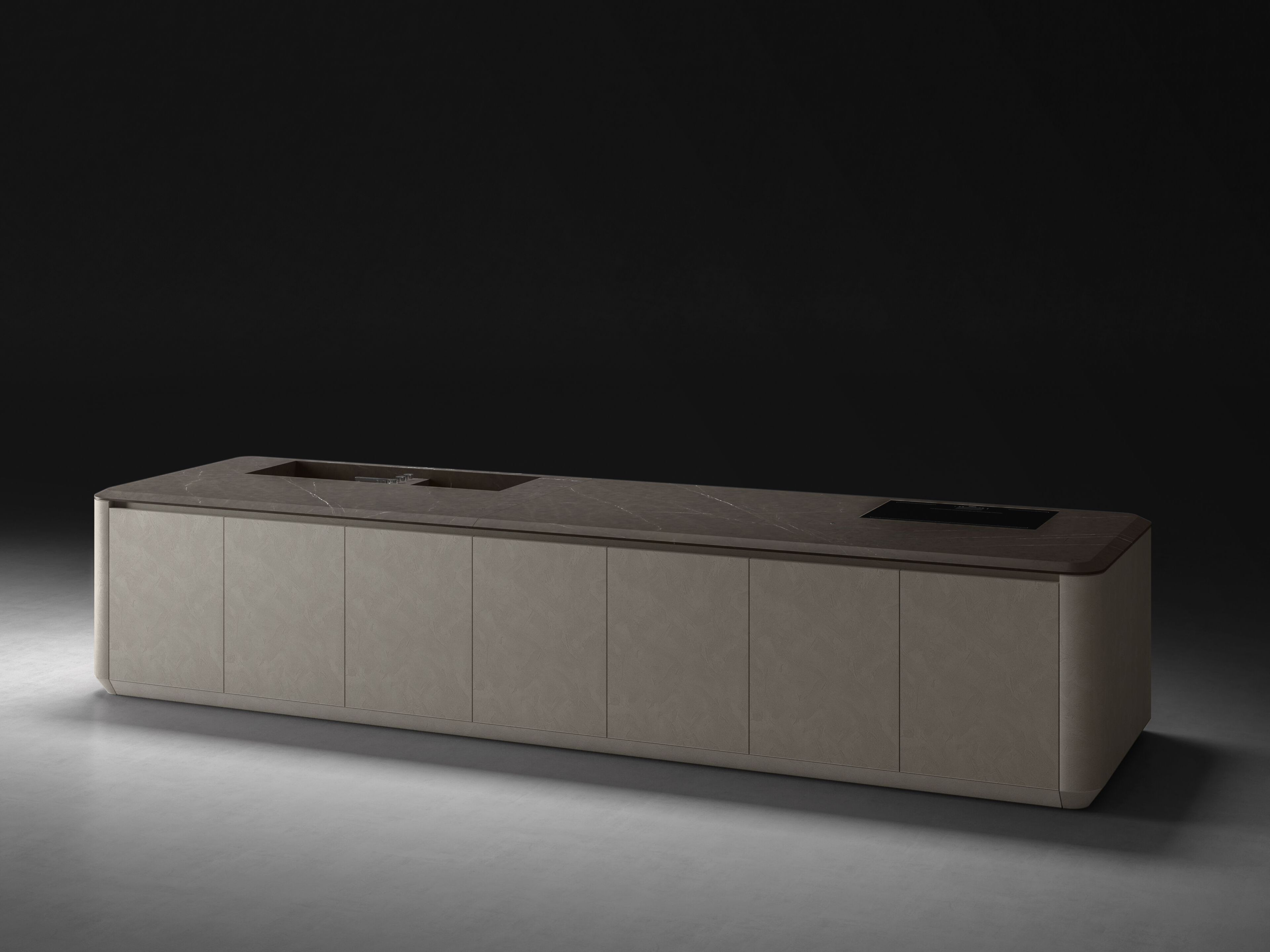 Кухня с моноблочным островом Clay Finish Boffi Cove ARCH-00070262 - Вид №1