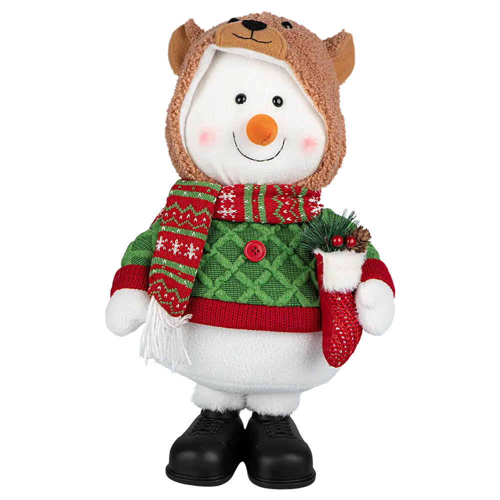 89368051 Декоративная фигура Снеговик в шапочке медвежонка 28x15 см STLM-1542346 Santreyd Christmas - Вид №6