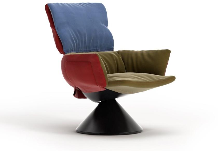 Cappellini Кресло поворотное со съемным чехлом на металлической конической основе Lud’o lounge Lu_2  - Вид №1