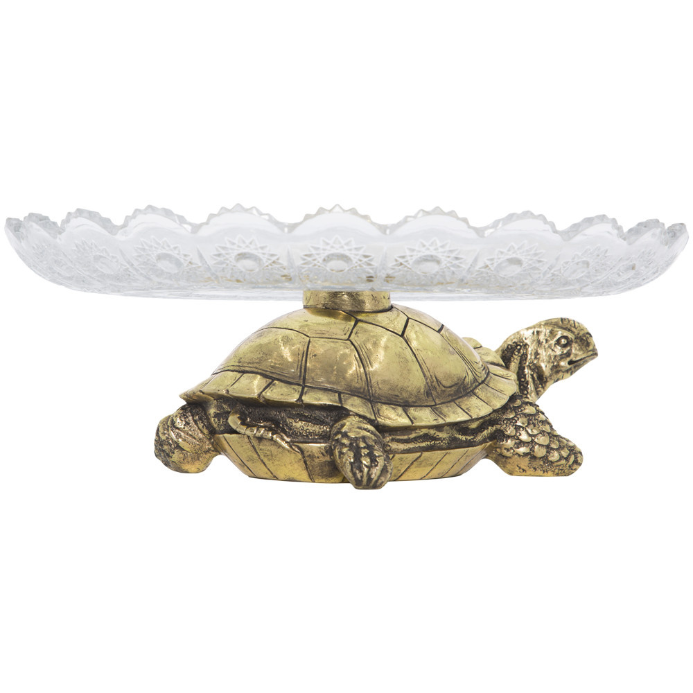 52096 BOGACHO Фруктовница-конфетница Черепаха - 7 Бронза мрамор / стекло  - Вид №4