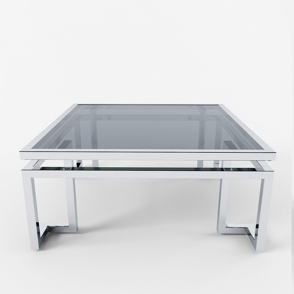 Журнальный столик со стеклянной столешницей 100х100 черный Florian DELIGHT COLLECTION  00-3882223 Хром;черный  - Вид №1