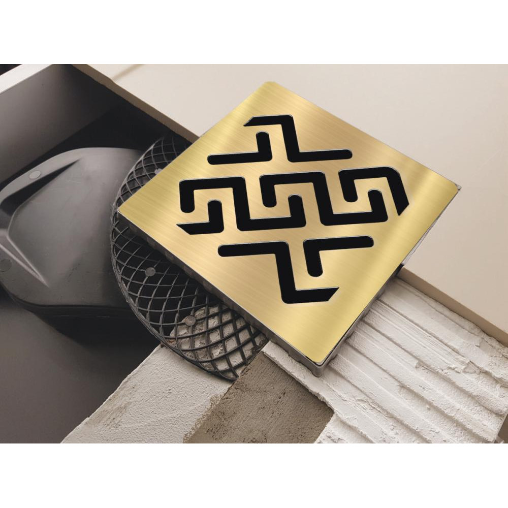 094160 BERGES Трап водосток PLATZ Antik 100х100, бронза, боковой выпуск S-сифон D50 H60  Berges PLATZ Antik  - Вид №2