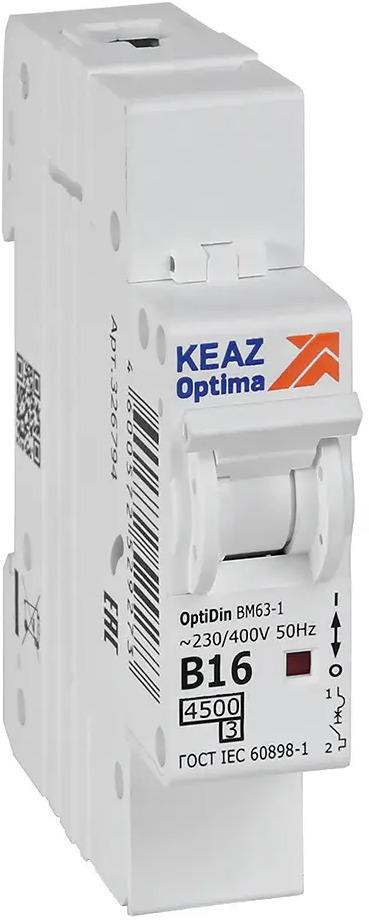Автоматический выключатель КЭАЗ Opti Din BM63 1P 16А для надежной защиты электросети 89206651