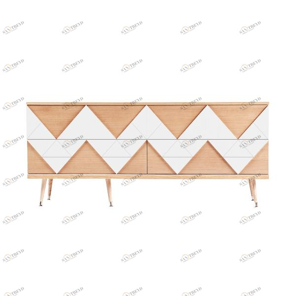 Комод с деревянными ножками и 4 ящиками белый Granny Woo WOODI  00-3965906 Бежевый;дуб сонома;белый 