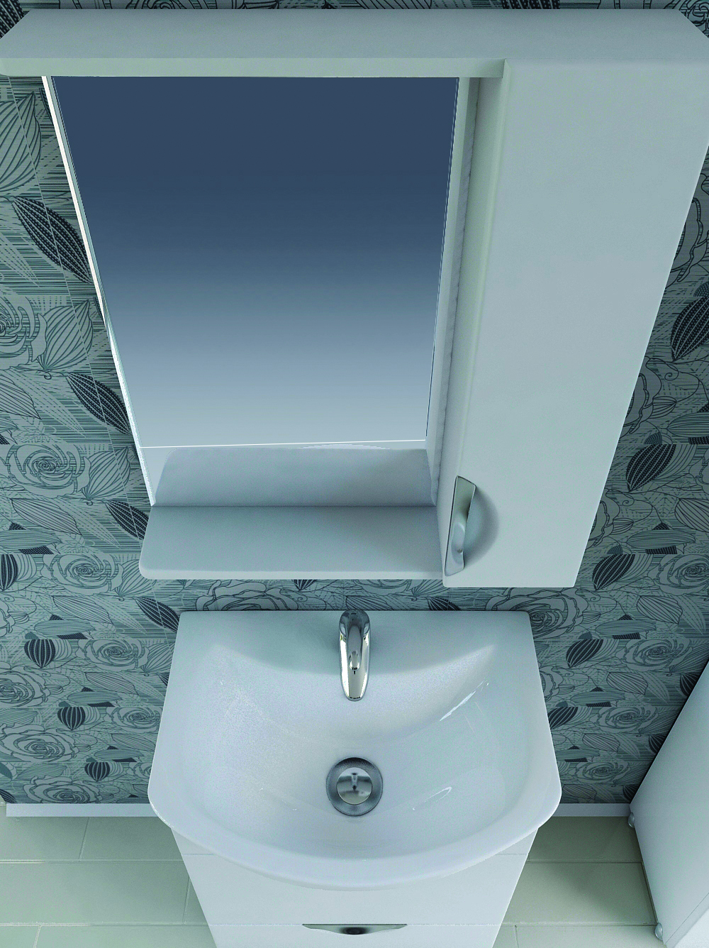 Зеркало Callao 700 правое, со спотом700⨉150⨉700 мм белый VIGO sun-id-665363 - Вид №2