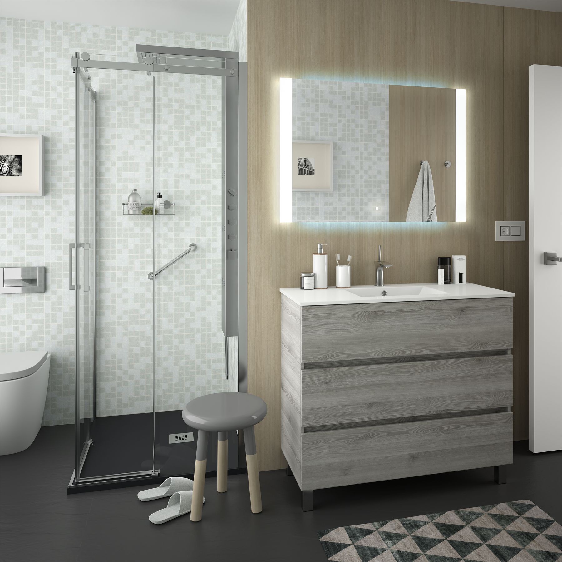 26574 SALGAR Мебель для умывальника FUSSION LINE 1000 3 ящика BAY PINE 997 x 868 x 450 мм Лавровая сосна